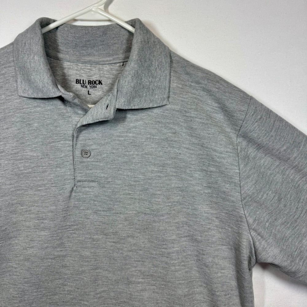 Blu Rock Polo Shirt Short Sleeve Heathered Gray‎ Casual Everyday Top Size Large